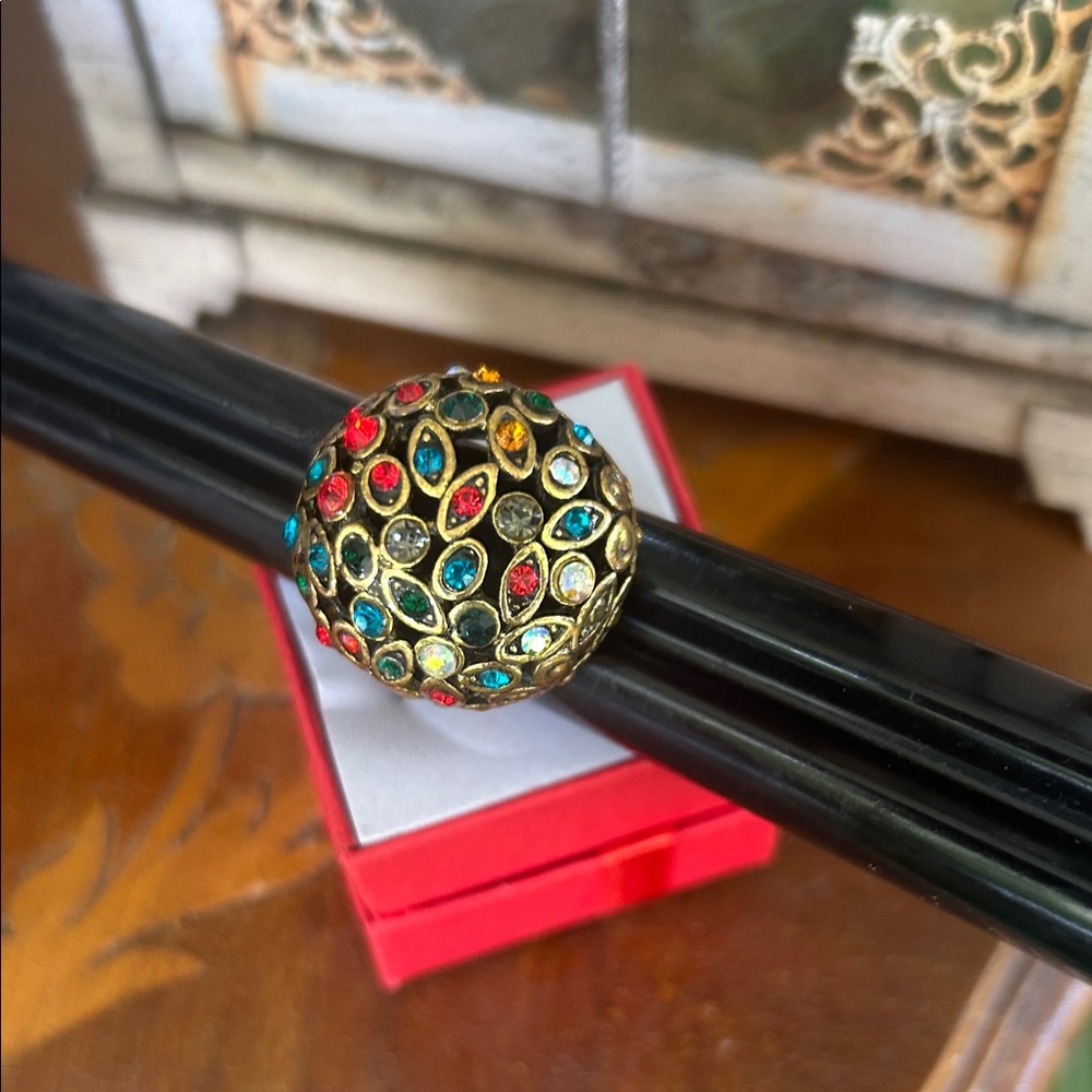Vintage Multicolor Gemstone Dome Bubble Ring